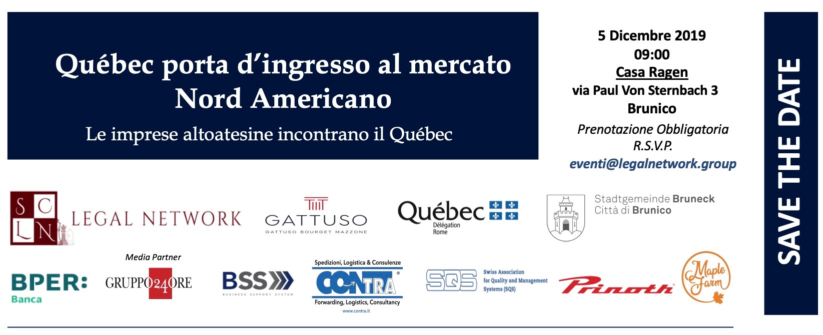 QUÉBEC: PORTA D’INGRESSO AL MERCATO NORD AMERICANO Banner