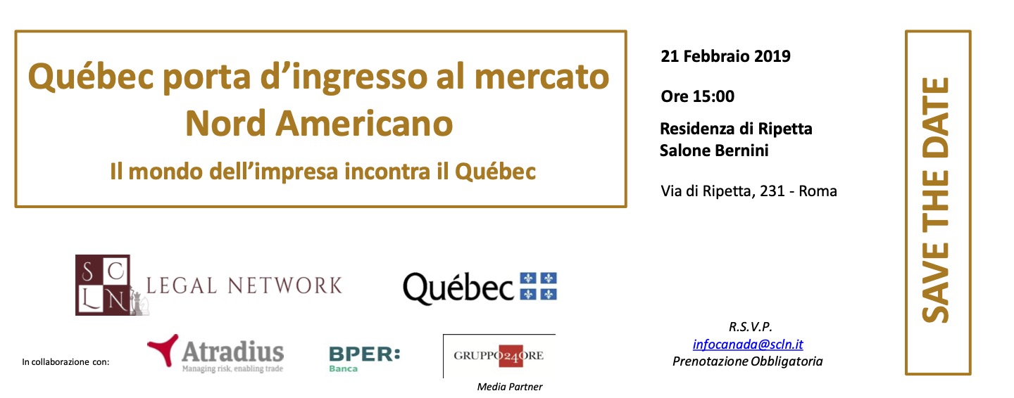 QUÉBEC: PORTA D’INGRESSO AL MERCATO NORD AMERICANO Banner